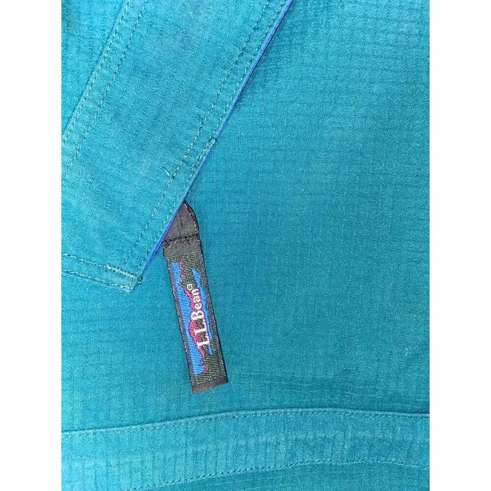 Vintage 90s LL Bean Jacket Men XL Blue Green Anorak Colorblock Aztec Made in USA